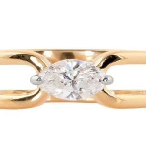 Natural SI Clarity HI Color Solitaire Marquise Diamond Ring 14 Karat Yellow Gold